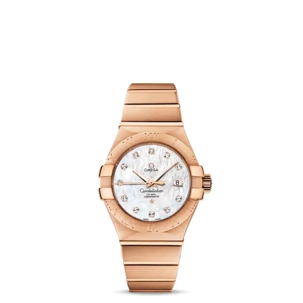 Omega Bracelets Omega Constellation 31mm Watch Ref 12350312055001 White Mother of Pearl Diamond Index Dial 18K Rose Gold Bracelet