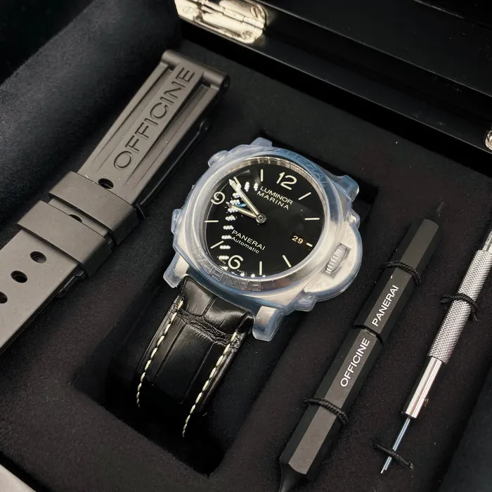 Panerai Luminor Marina 44mm Watch Ref PAM01312 Black Index Dial Stainless Steel Bracelet Panerai Bracelets