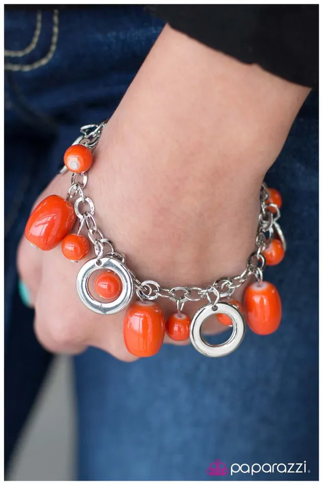 Paparazzi Bracelet Scene Stealer Orange Paparazzi Jewelry Bracelets