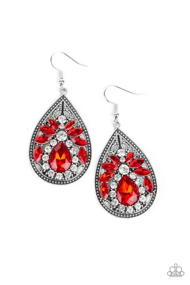 Paparazzi Earring Candlelight Sparkle Red Paparazzi Jewelry Earrings