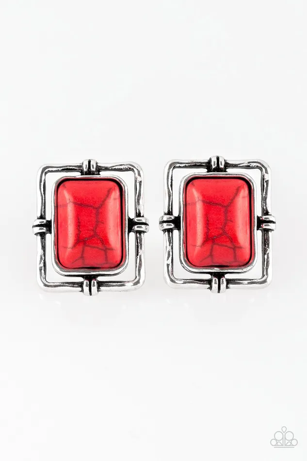 Paparazzi Earring Center STAGECOACH Red Paparazzi Jewelry Earrings