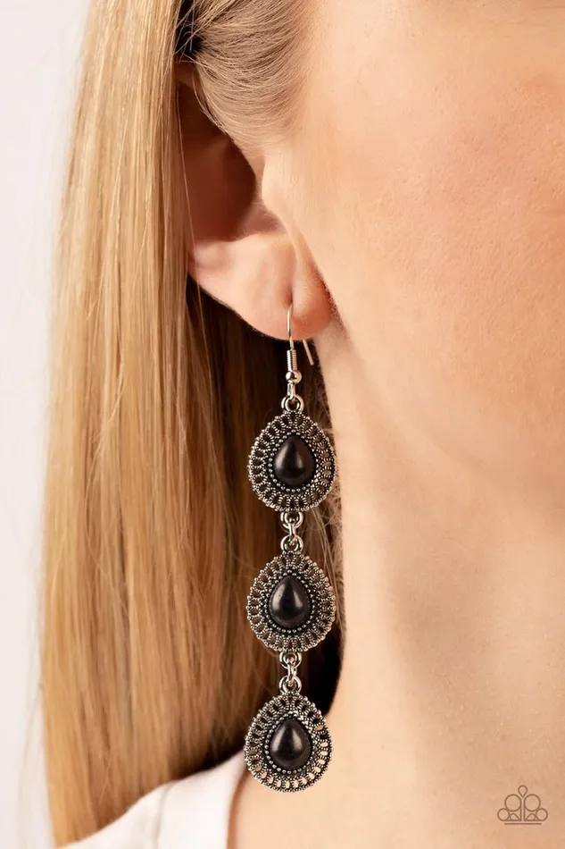 Paparazzi Earring Desertscape Dweller Black Paparazzi Jewelry Earrings