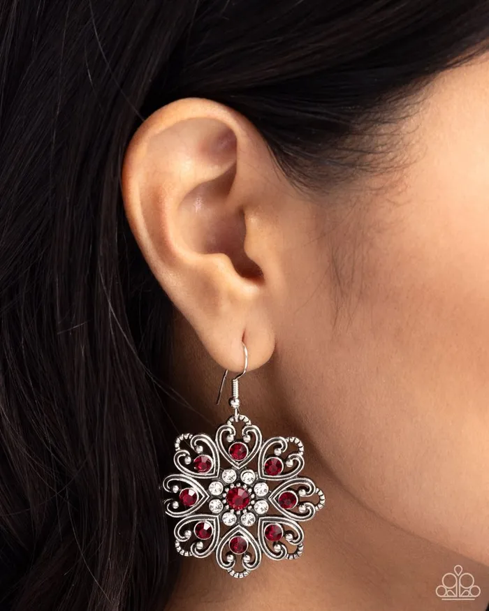 Paparazzi Earring Garden of Love Red Paparazzi Jewelry Earrings