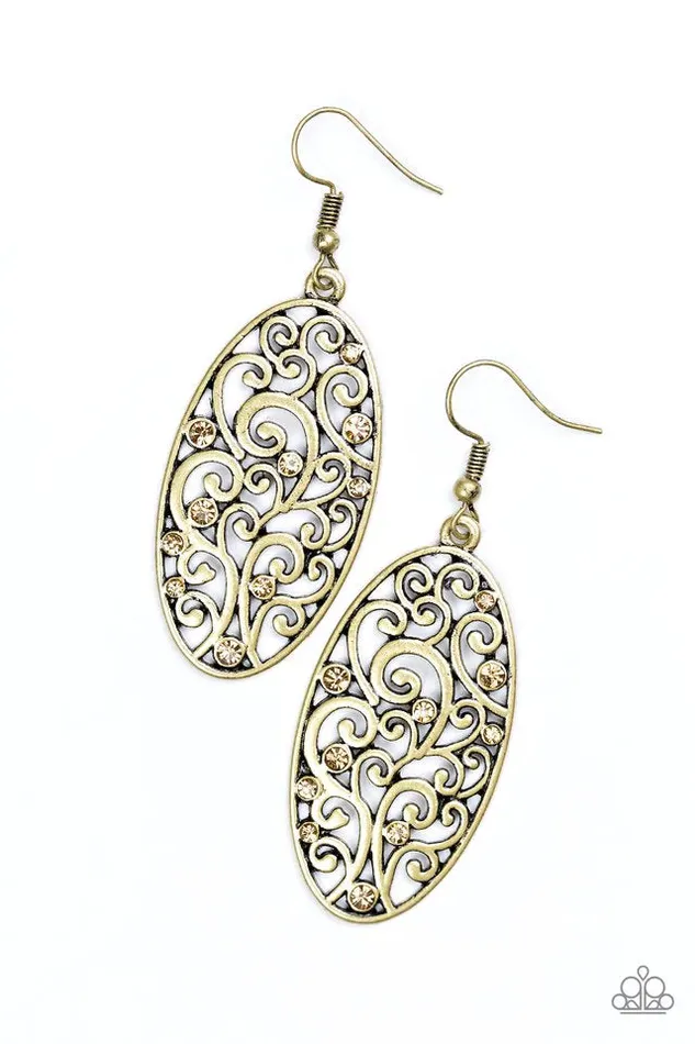 Paparazzi Earring Glistening Gardens Brass Paparazzi Jewelry Earrings