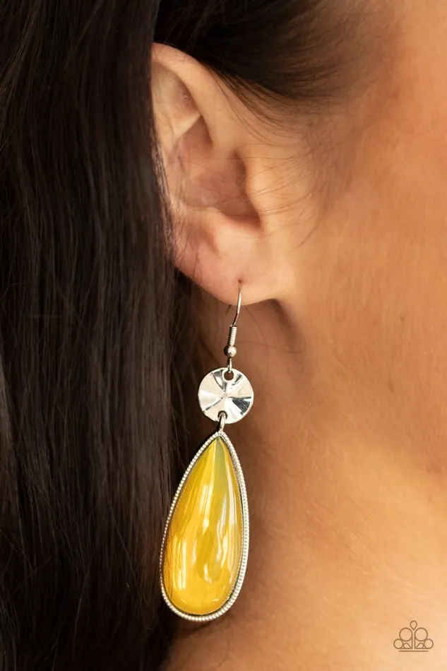 Paparazzi Earring JawDropping Drama Yellow Paparazzi Jewelry Earrings