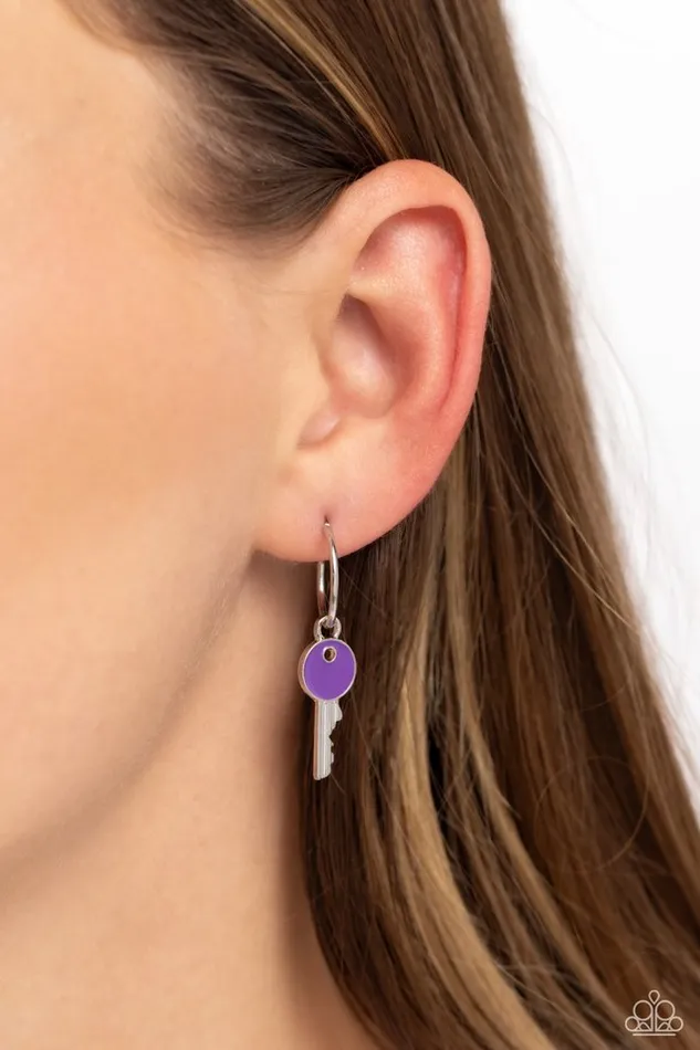 Paparazzi Earring Key Performance Purple Paparazzi Jewelry Earrings