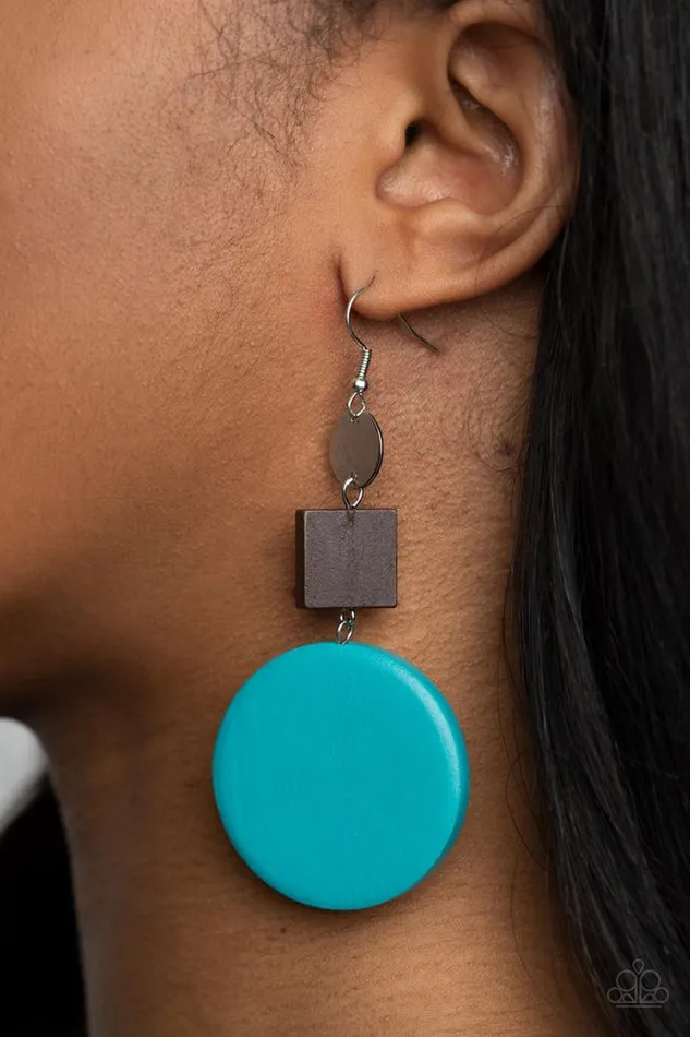 Paparazzi Earring Modern Materials Blue Paparazzi Jewelry Earrings