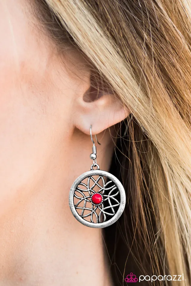 Paparazzi Earring Pinch Me Im GLEAMING Red Paparazzi Jewelry Earrings