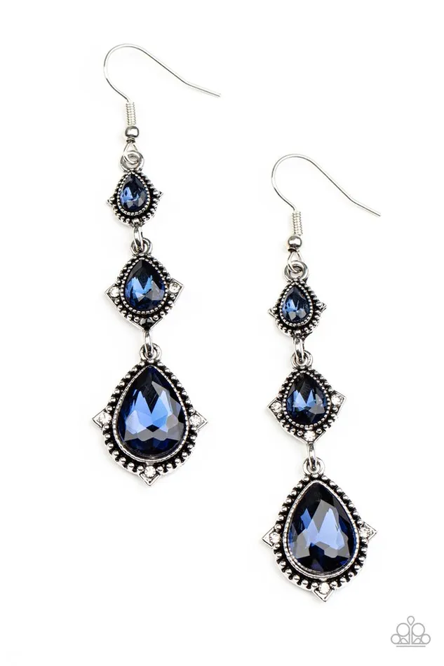 Paparazzi Earring Prague Princess Blue Paparazzi Jewelry Earrings