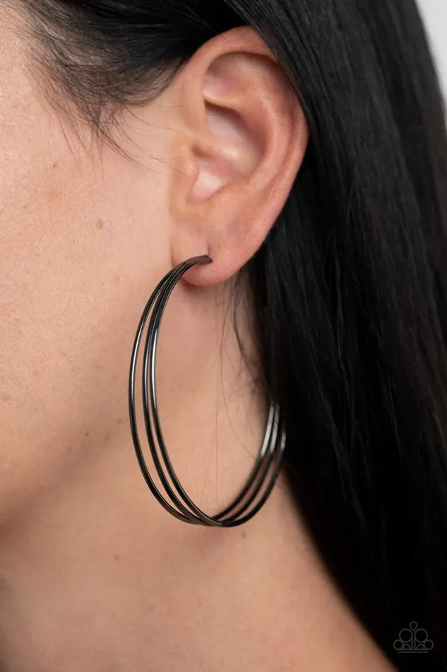 Paparazzi Earring Rimmed Radiance Black Paparazzi Jewelry Earrings