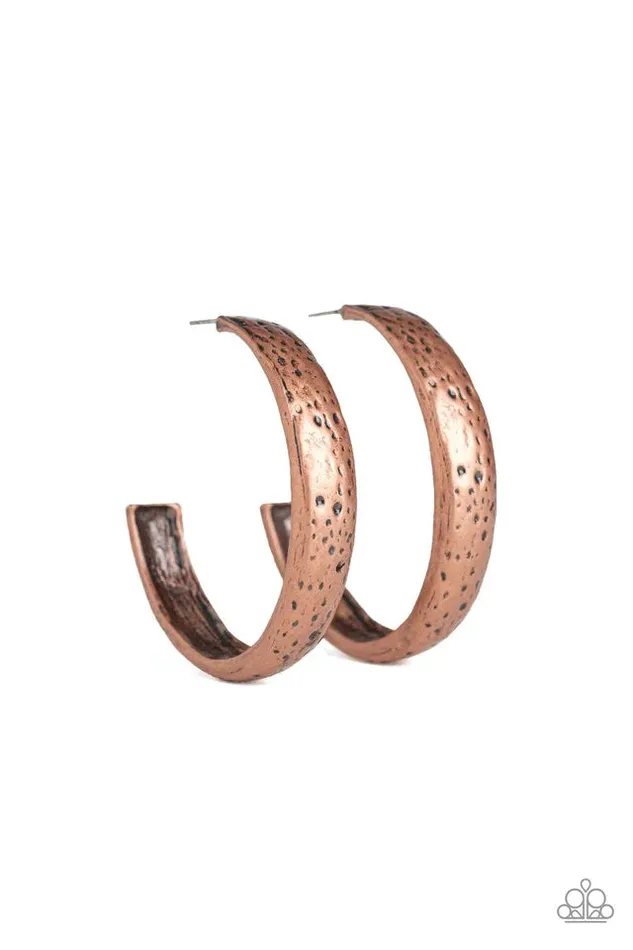 Paparazzi Earring Rustic Revolution Copper Paparazzi Jewelry Earrings