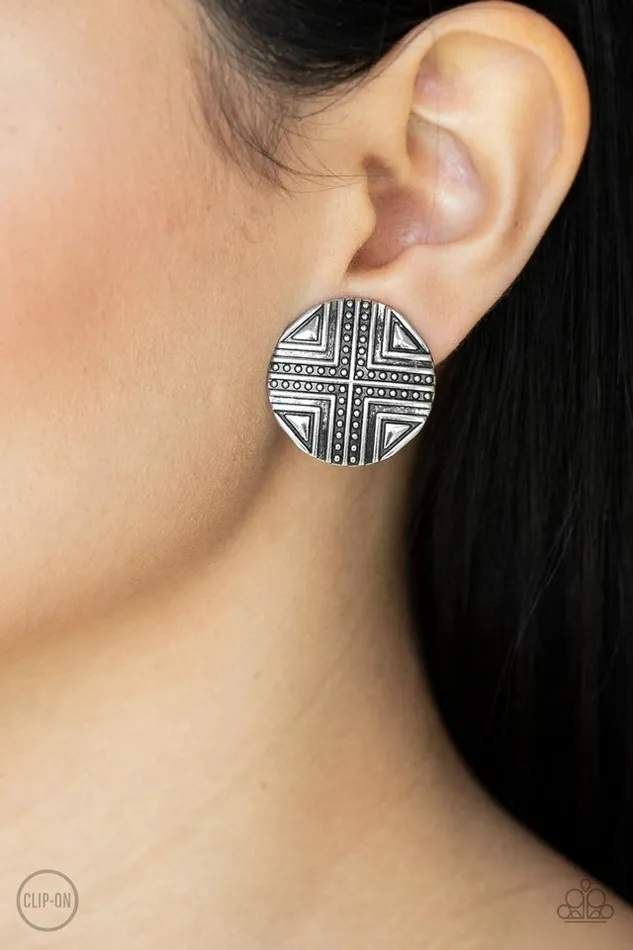 Paparazzi Earring Shielded Shimmer Silver Paparazzi Jewelry Earrings