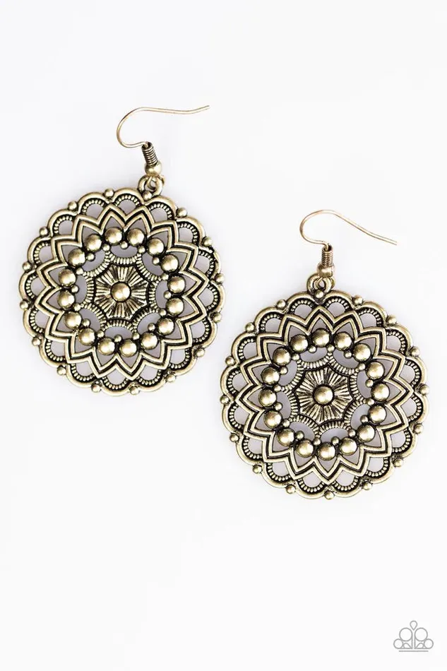 Paparazzi Earring Tahitian Terrace Brass Paparazzi Jewelry Earrings