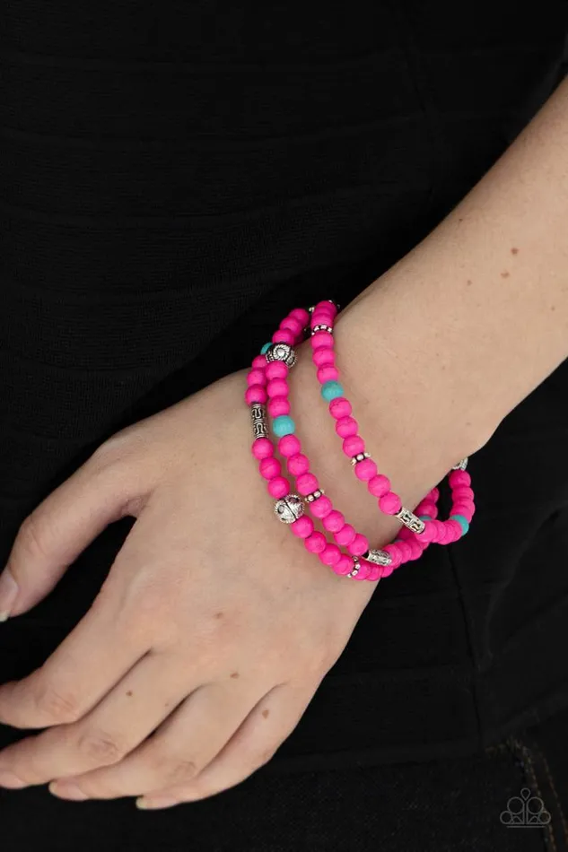 Paparazzi Jewelry Bracelets Paparazzi Bracelet Desert Decorum Pink