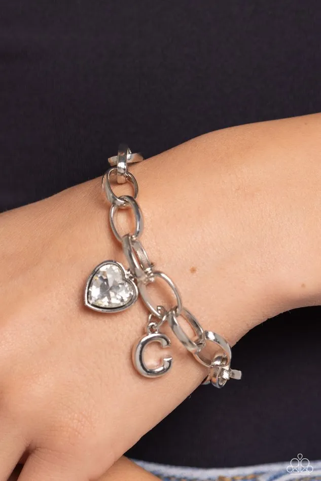 Paparazzi Jewelry Bracelets Paparazzi Bracelet Guess Now Its INITIAL White C