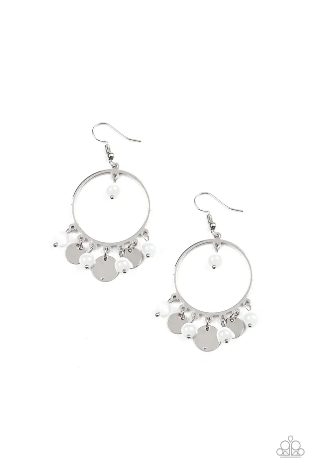 Paparazzi Jewelry Earrings Paparazzi Earring Bubbly Buoyancy White