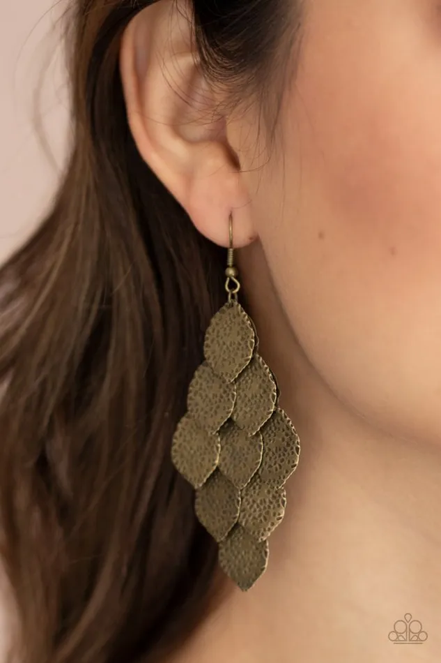 Paparazzi Jewelry Earrings Paparazzi Earring Loud and Leafy Brass
