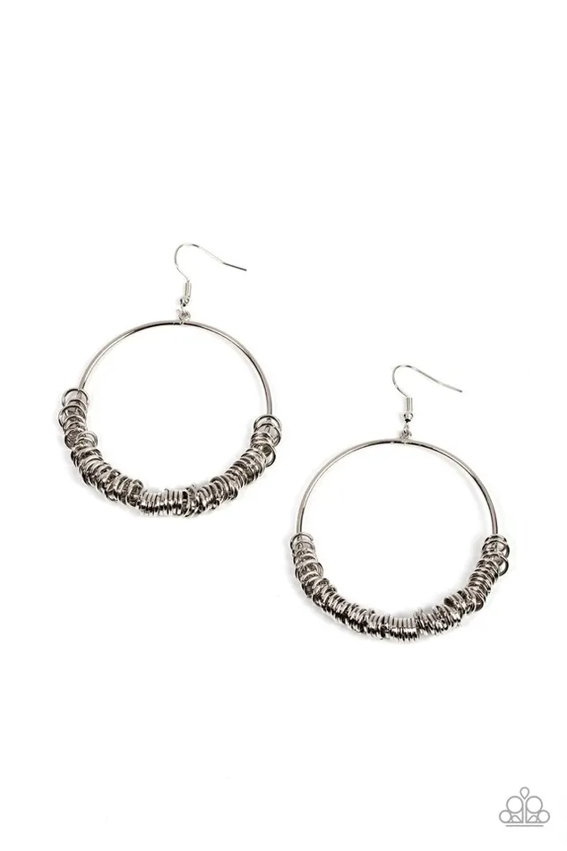 Paparazzi Jewelry Earrings Paparazzi Earring Retro Ringleader Silver