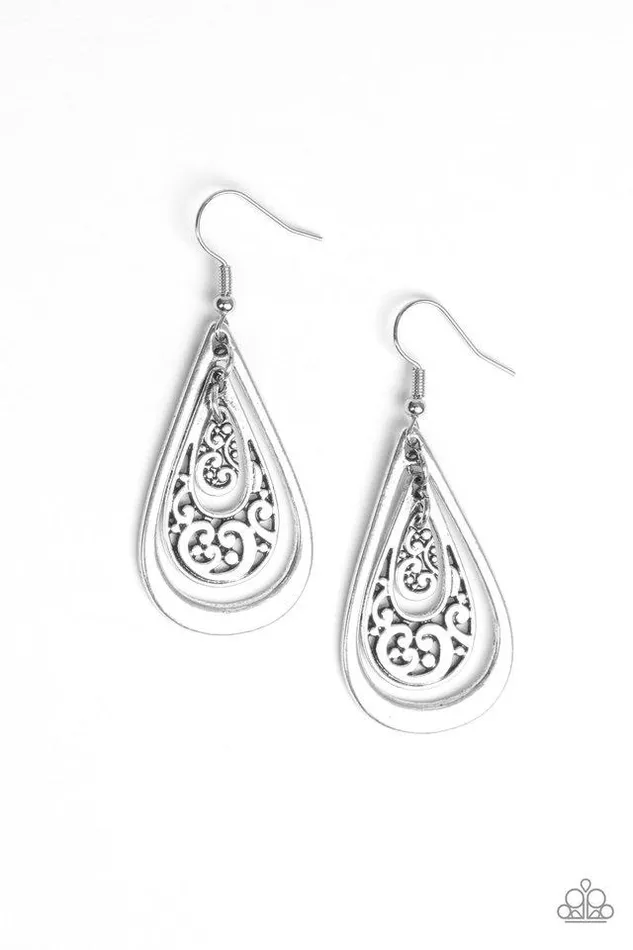 Paparazzi Jewelry Earrings Paparazzi Earring Teardrop Tourist Silver