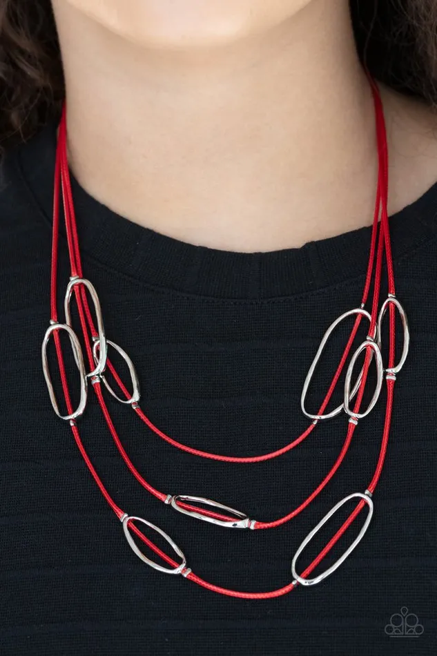 Paparazzi Jewelry Necklaces Paparazzi Necklace Check Your CORDinates Red
