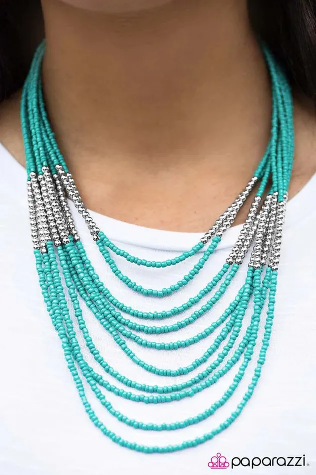 Paparazzi Jewelry Necklaces Paparazzi Necklace Get With The BEAD Blue