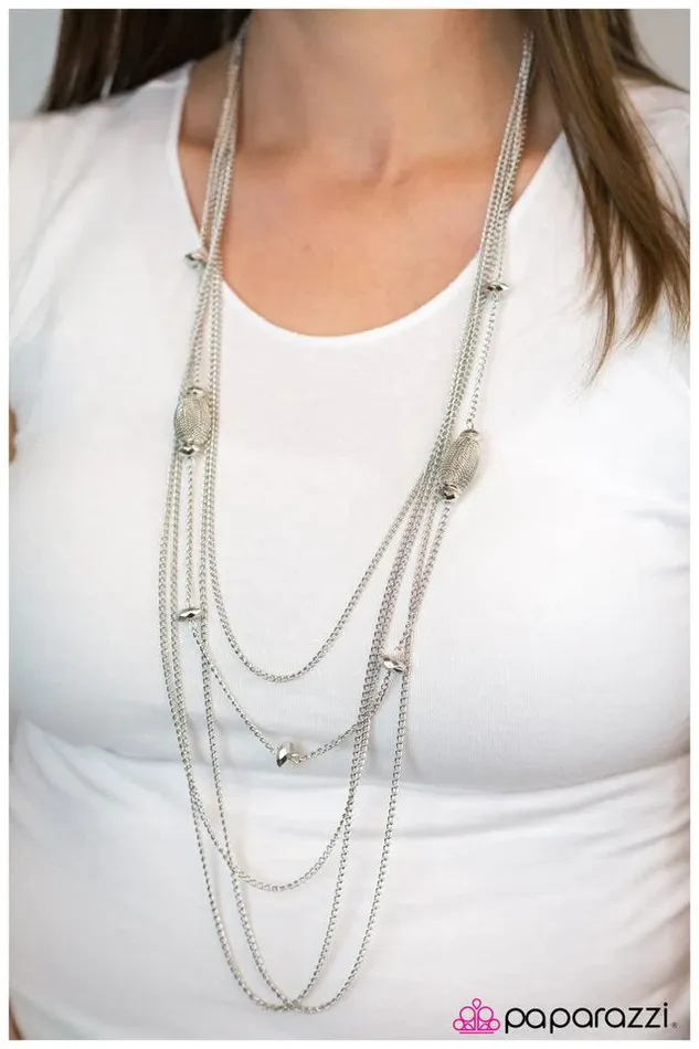Paparazzi Jewelry Necklaces Paparazzi Necklace Go With the Flow Silver