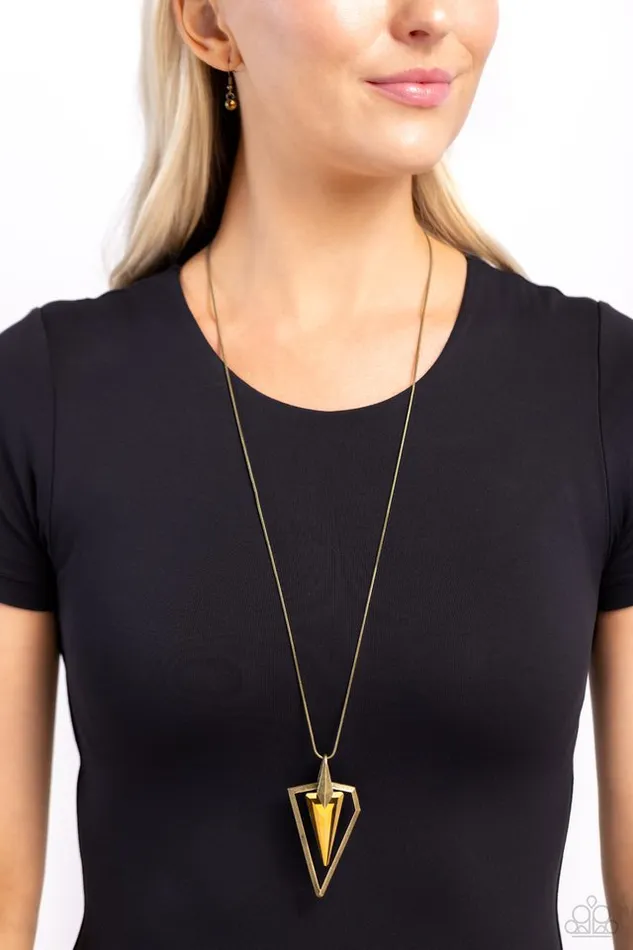 Paparazzi Jewelry Necklaces Paparazzi Necklace Trifecta Tyrant Brass