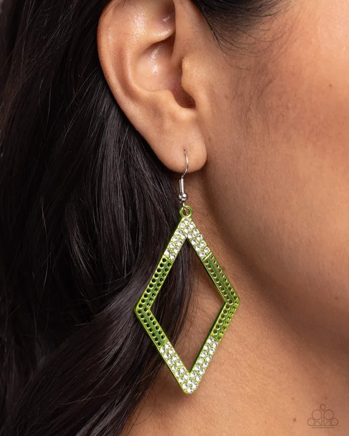 Paparazzi Jewelry Paparazzi Earring Eloquently Edgy Green Earrings