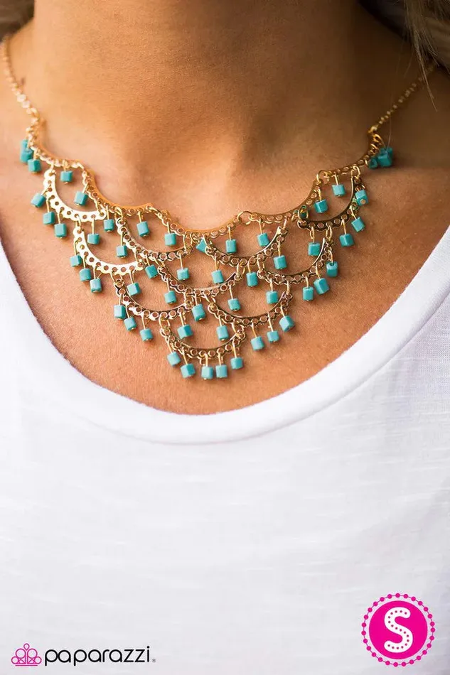 Paparazzi Necklace BLOCK Beauty Blue Paparazzi Jewelry Necklaces