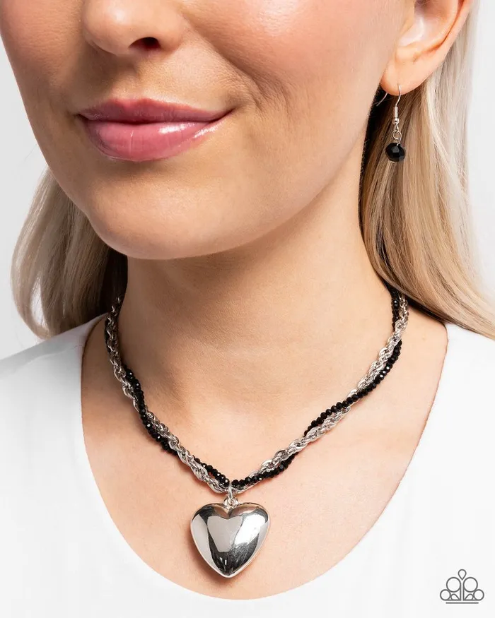 Paparazzi Necklace Falling Slowly Black Paparazzi Jewelry Necklaces