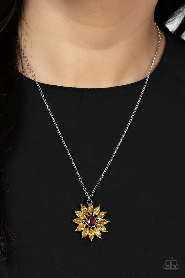 Paparazzi Necklace Formal Florals Yellow Paparazzi Jewelry Necklaces