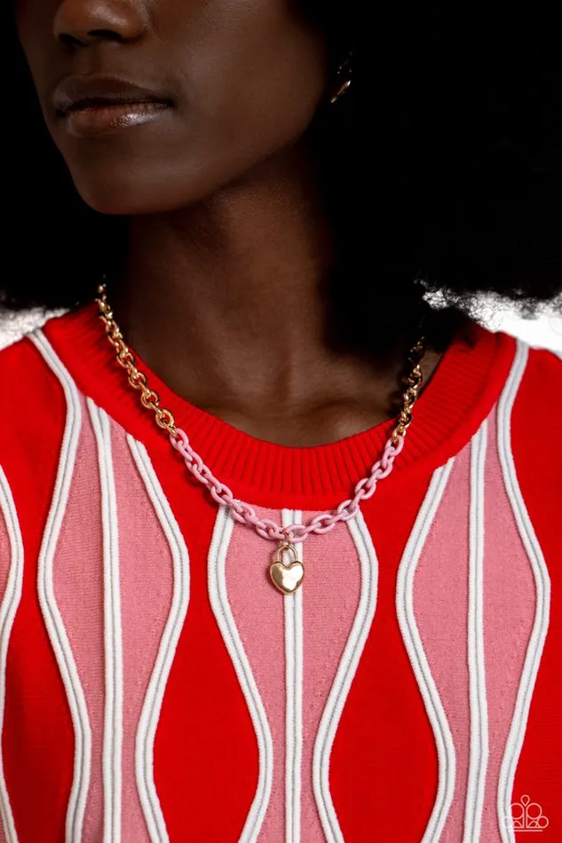 Paparazzi Necklace Locked Down Pink Paparazzi Jewelry Necklaces
