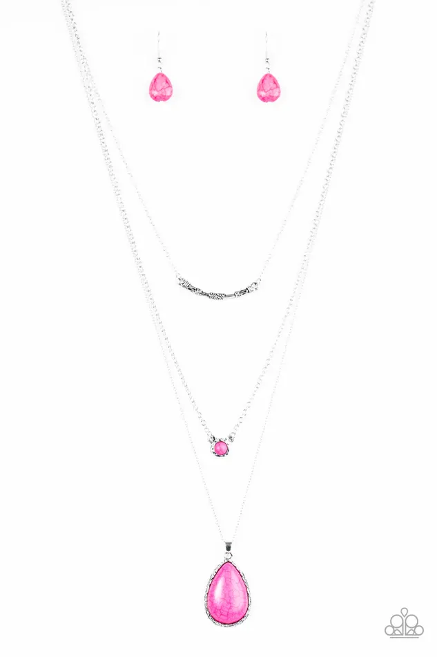 Paparazzi Necklace Stone Streams Pink Paparazzi Jewelry Necklaces