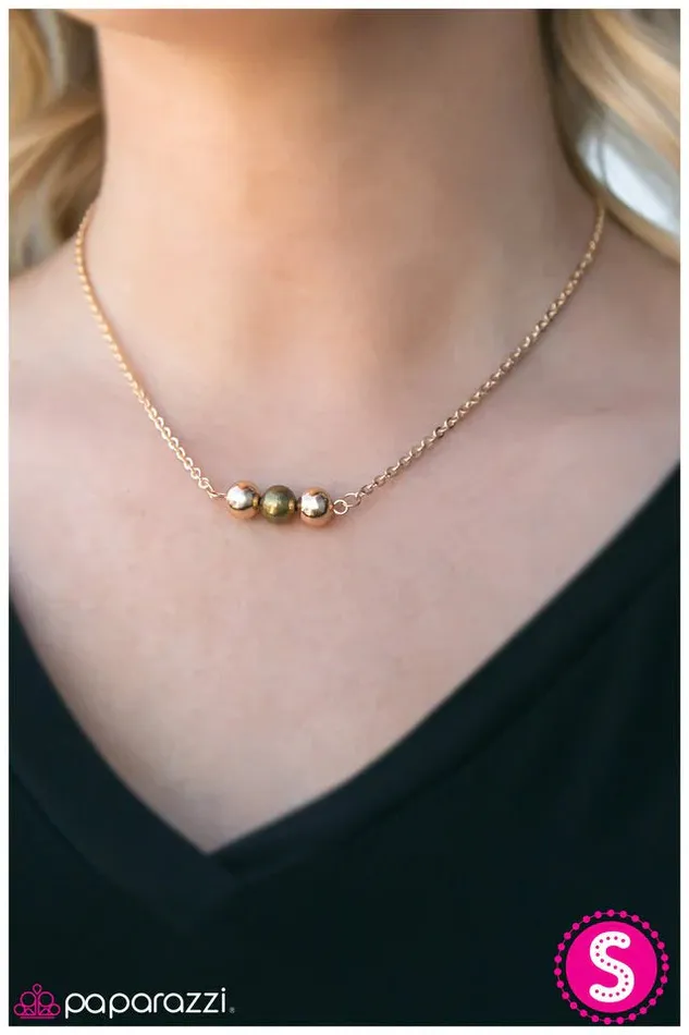 Paparazzi Necklace The TRIO Grande Gold Paparazzi Jewelry Necklaces