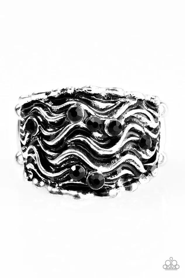 Paparazzi Ring Against The Tide Black Paparazzi Jewelry Rings