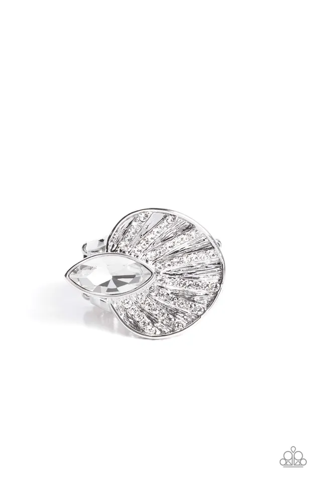 Paparazzi Ring Fan Dance Dazzle White Paparazzi Jewelry Rings Paparazzi Ring Fan Dance Dazzle White Paparazzi Jewelry Rings