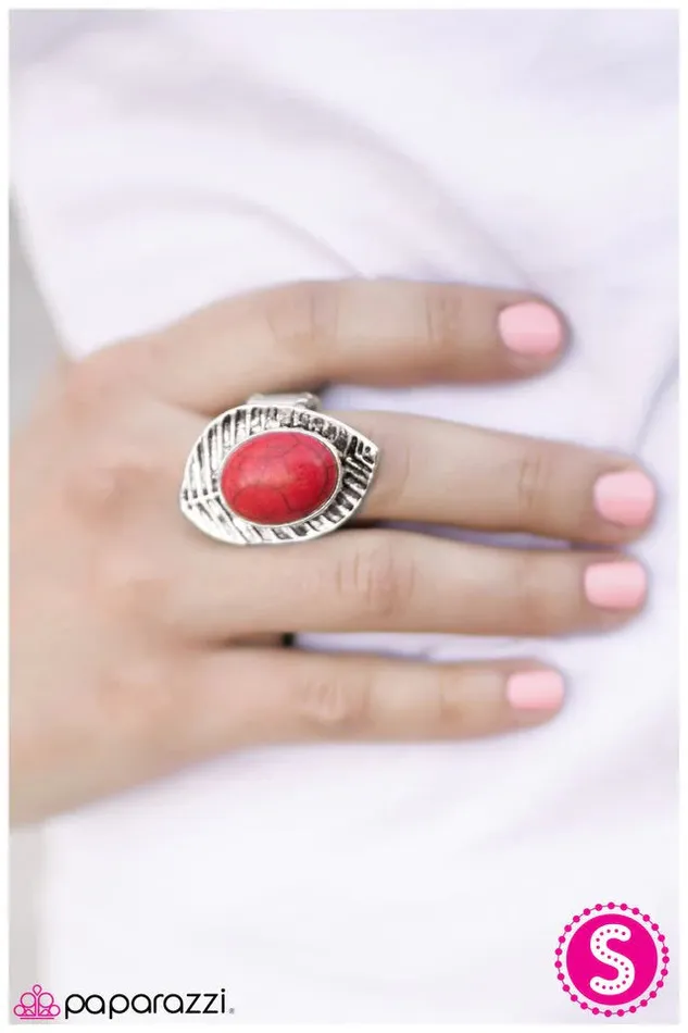 Paparazzi Ring LEAF No Stone Unturned Red Paparazzi Jewelry Rings