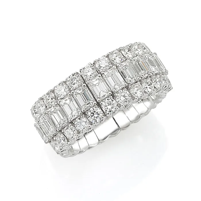 Picchiotti Picchiotti Emerald Cut Round Diamond 18K Gold Xpandable Ring Rings Picchiotti Picchiotti Emerald Cut Round Diamond 18K Gold Xpandable Ring Rings