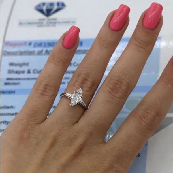 Platinum Marquise Diamond Engagement Ring with 145ct Total Diamond Weight ENG17506 Diamond Source NYC Rings