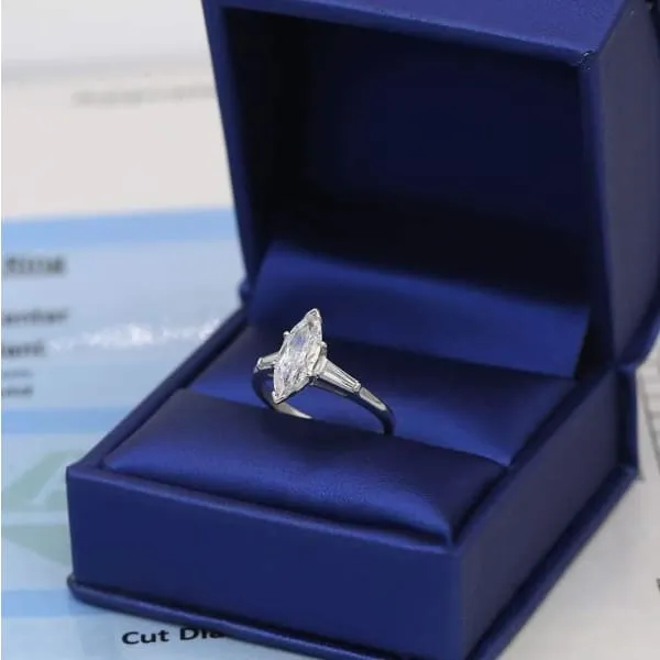 Platinum Marquise Diamond Engagement Ring with 145ct Total Diamond Weight ENG17506 Diamond Source NYC Rings