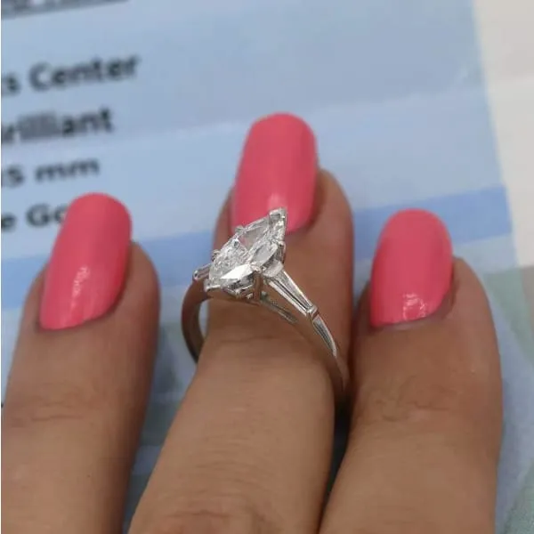 Platinum Marquise Diamond Engagement Ring with 145ct Total Diamond Weight ENG17506 Diamond Source NYC Rings