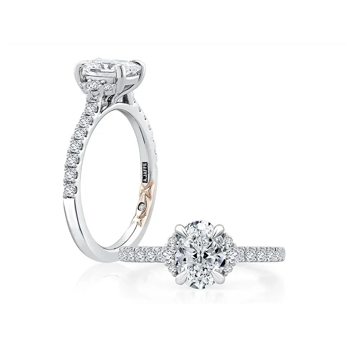 PreStyled Sets A Jaffe A Jaffe 14K White Gold Diamond Semi Mount Prong Set Rose Gold Quilt Accent PreStyled Sets A Jaffe A Jaffe 14K White Gold Diamond Semi Mount Prong Set Rose Gold Quilt Accent