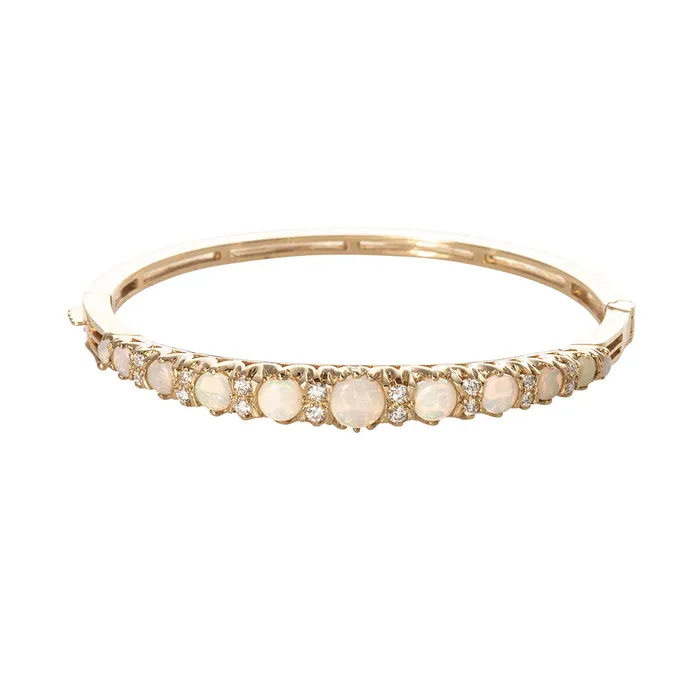 PreStyled Sets Croghans Graduated Opal Diamond 14K Yellow Gold Bangle