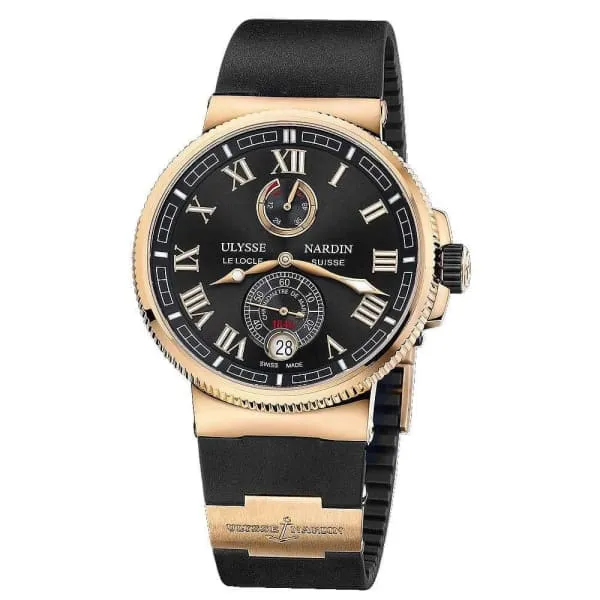 PreStyled Sets Ulysse Nardin Ulysse Nardin Chronometer Marine 43mm Watch Ref 1186126342 Black Index Dial in 18K Rose Gold Case 18K Rose Gold Black Rubber Strap PreStyled Sets Ulysse Nardin Ulysse Nardin Chronometer Marine 43mm Watch Ref 1186126342 Black Index Dial in 18K Rose Gold Case 18K Rose Gold Black Rubber Strap