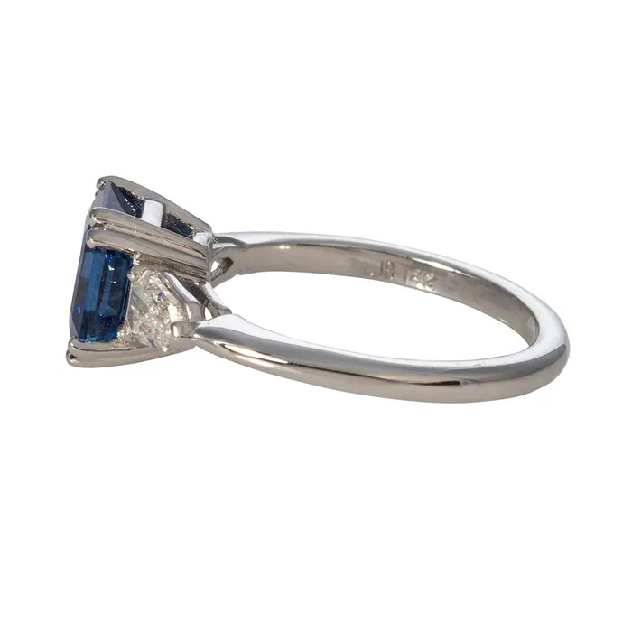 Rings 3ct Asscher Sapphire Diamond ThreeStone 14K Gold Ring Croghans