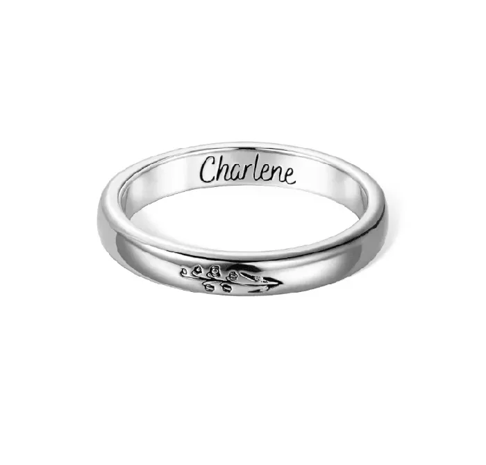 Rings Belbren Sterling Silver Birth Flower Ring Unique Stackable Design Perfect Womens Gift