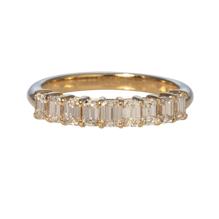 Rings Croghans 99ctw EmeraldCut Diamond Halfway 14K Yellow Gold Band