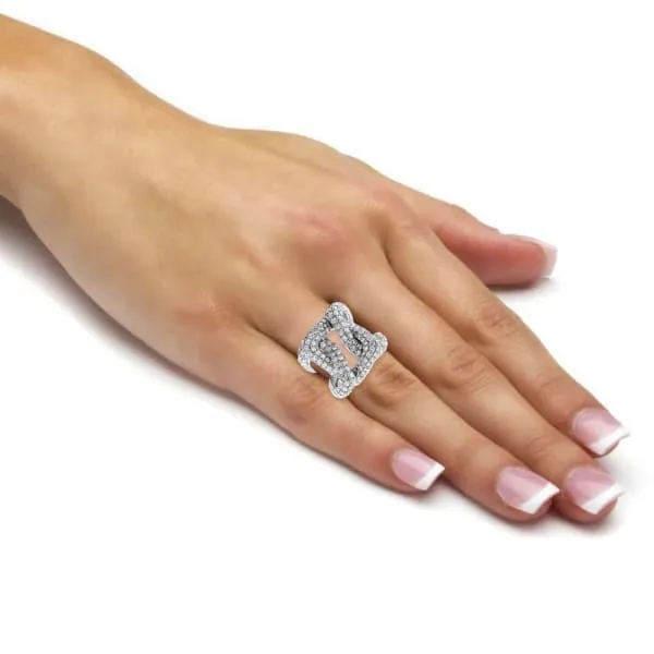 Rings Diamond Source NYC Natural Round Brilliant Pave LINK Diamond Fashion Ring Set in 18K White Gold 579ct tw