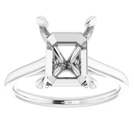 Rings Engagement Collections 14K White Gold 9x7 Emerald Solitaire Ring