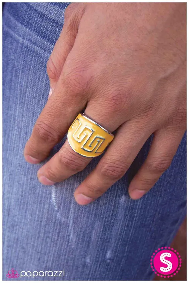 Rings Paparazzi Ring Aztec Heir Yellow Paparazzi Jewelry